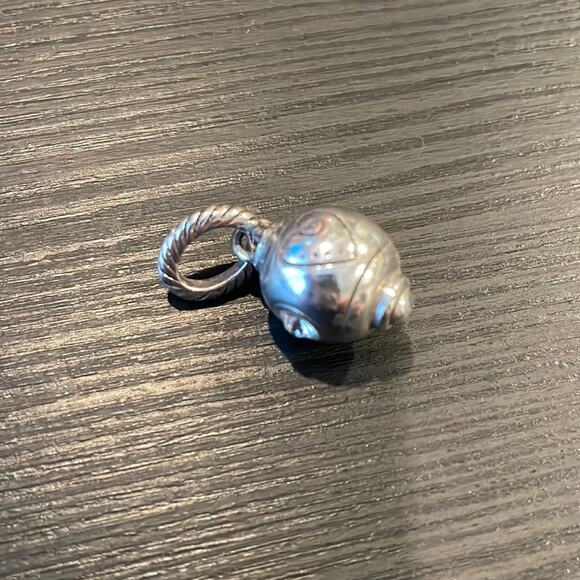 Brighton Silver Clear Crystal Heart hanging Bead charm Pendant Scrollwork - Picture 3 of 3